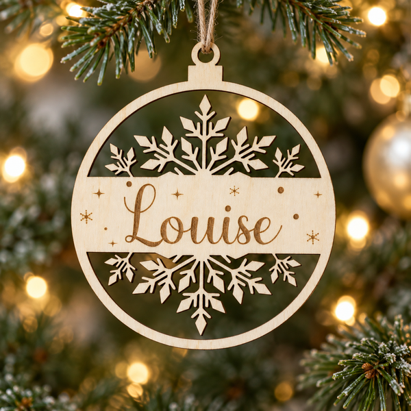 Boule de Noël personnalisée bois et plexiglass