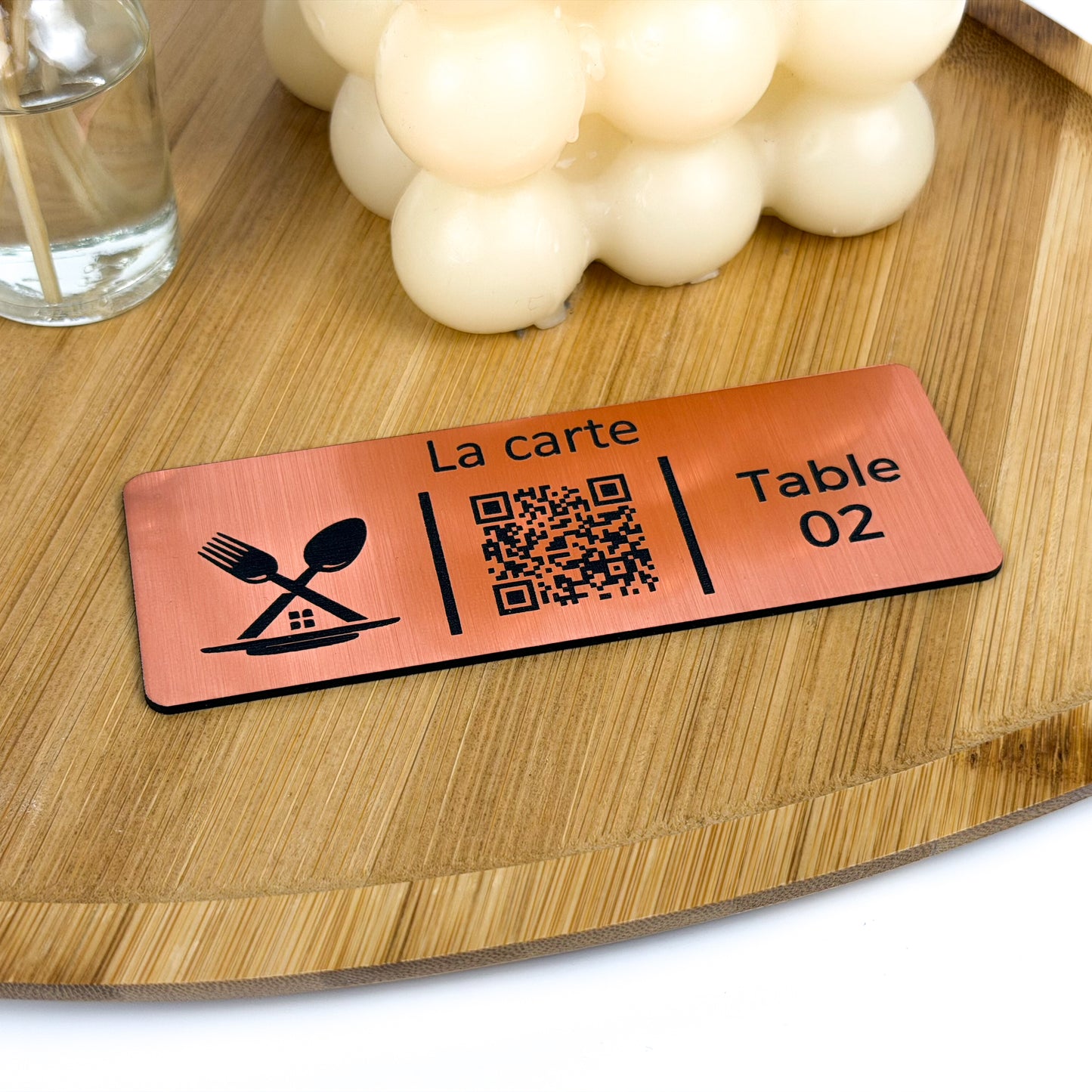 Plaque QR code personnalisée — Menu restaurant & numéro de table