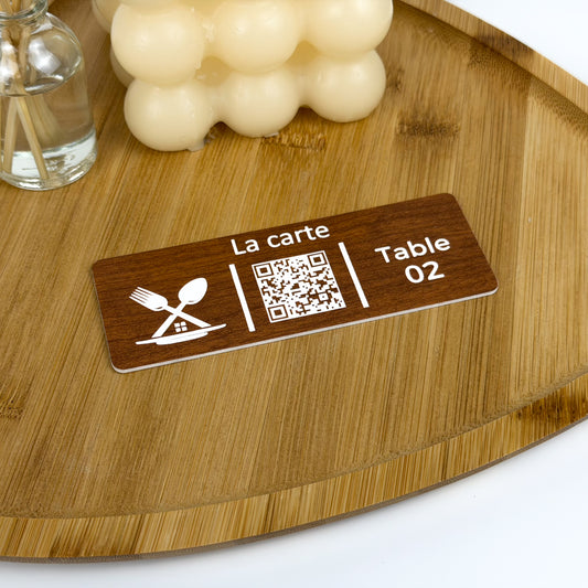 Plaque QR code personnalisée — Menu restaurant & numéro de table