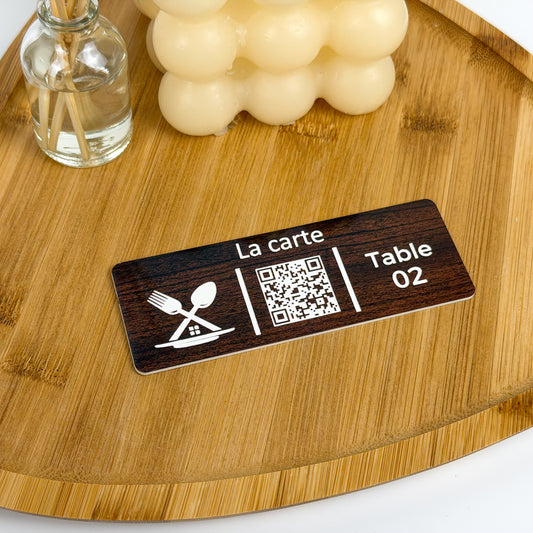 Plaque QR Code Menu Numéro de Table Personnalisé pour Restaurant, Café, Bar, Hôtel, Mariage