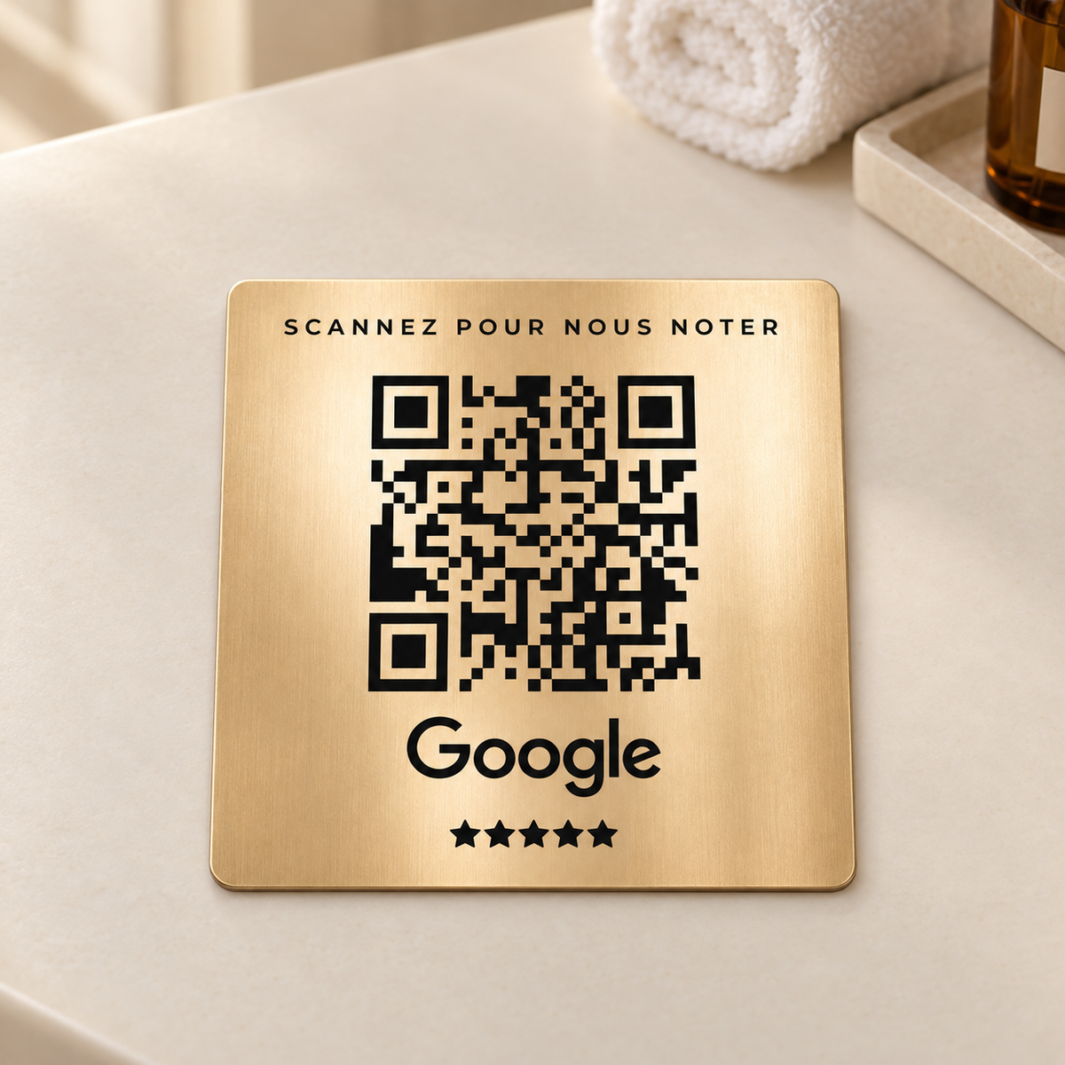 Plaque QR code avis Google personnalisée – grand QR code et puce NFC
