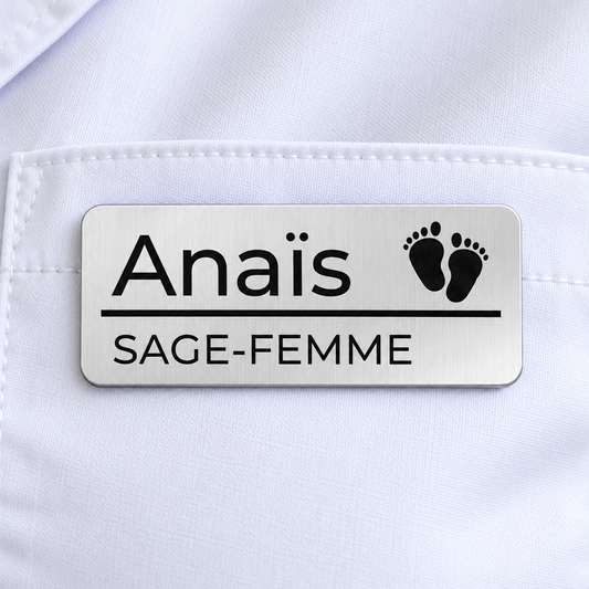 Badge prénom sage-femme personnalisé