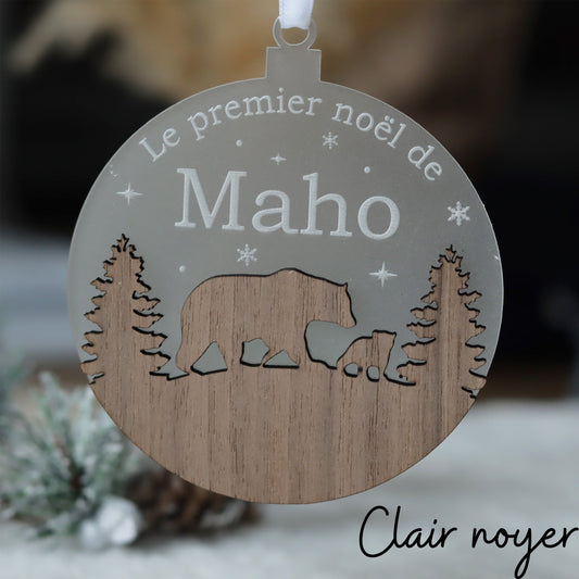 Boule de Noël personnalisée bois et plexiglass