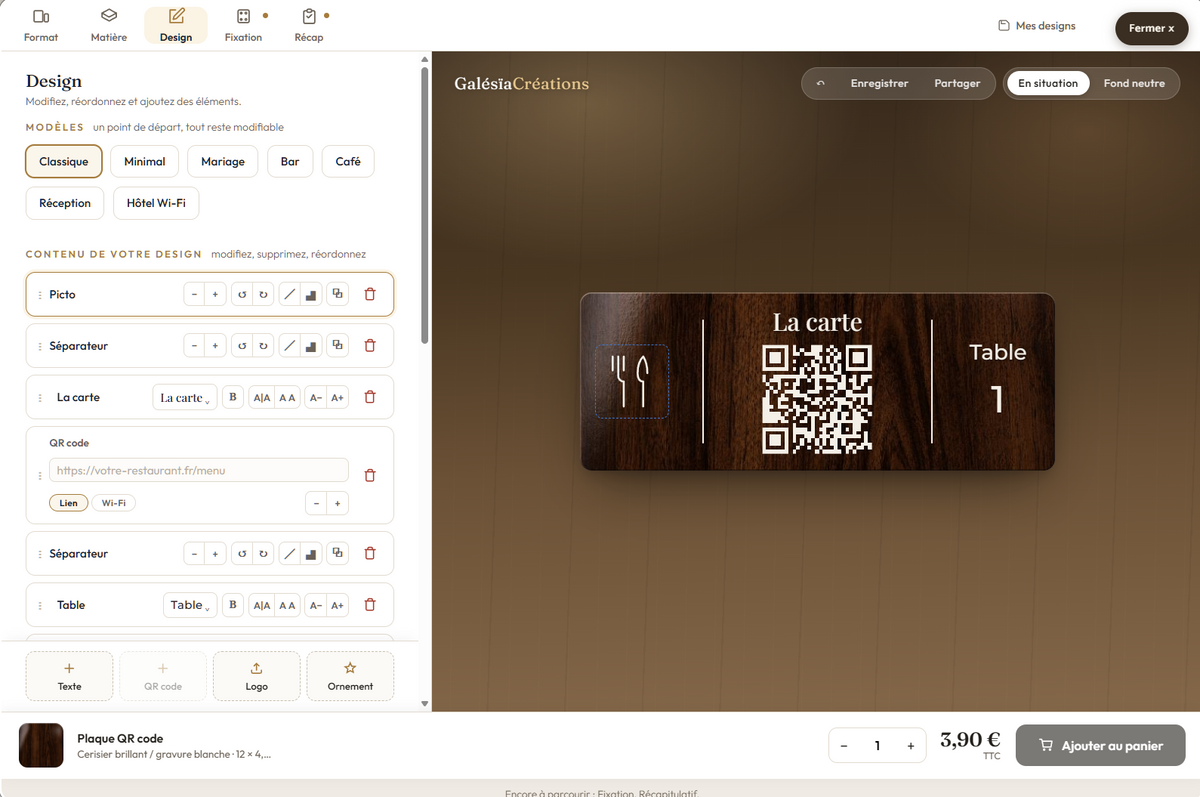 Panneau QR code personnalisé gravé