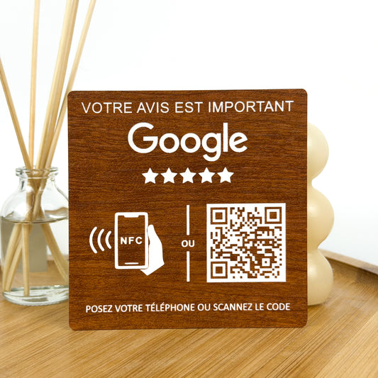 Panneau d’Avis Google NFC + QR Code – Gravure Laser Personnalisée