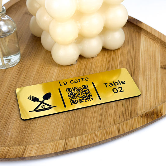 Plaque QR code personnalisée — Menu restaurant & numéro de table