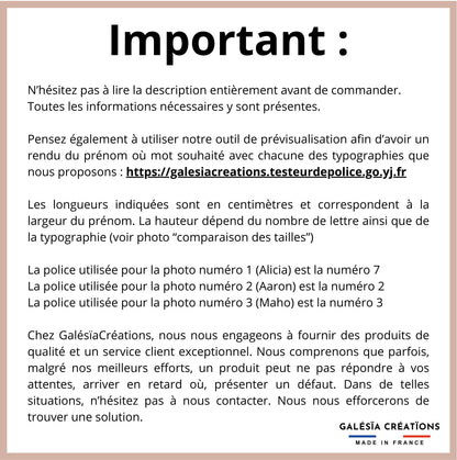 Prénom en bois décoration chambre bébé livraison gratuite