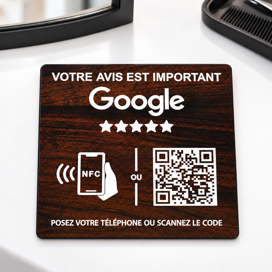Plaque avis Google NFC et QR code personnalisée