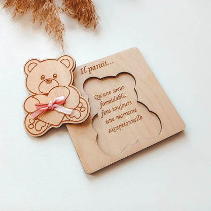 Puzzle une pièce annonce grossesse, parrain, marraine Galesia