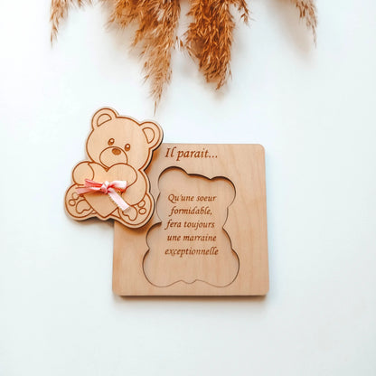 Puzzle une pièce annonce grossesse, parrain, marraine Galesia