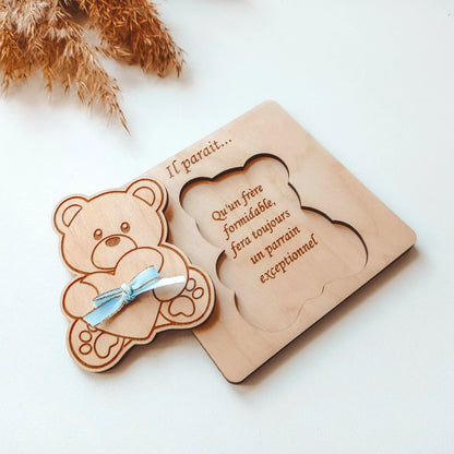 Puzzle une pièce annonce grossesse, parrain, marraine Galesia