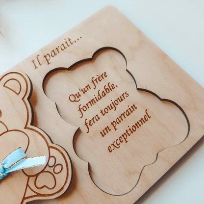 Puzzle une pièce annonce grossesse, parrain, marraine Galesia